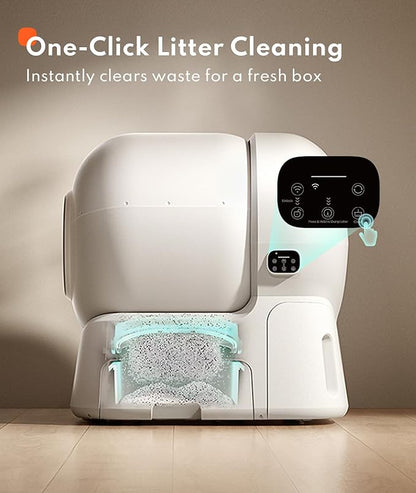 Homerunpet Self Cleaning Litter Box - 106L Ultra Large Automatic Cat Litter Box with Physical Anti-Pinch Safety, Auto Refill & One-Click Litter Replacement, App Control for Multi-Cat Homes