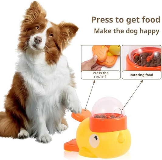 2-in-1 Interactive Dog Puzzle Toy & Slow Feeder – Fun Treat Dispenser for Small & Medium Dogs, Anti-Gulping Duck-Shaped Design, Reduces Bloating & Boredom, No Battery Required (Yellow)