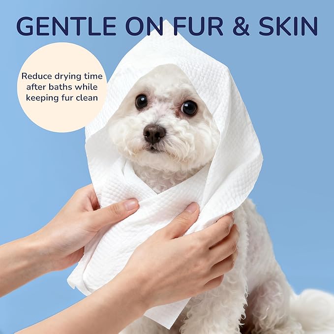 PWP1007A-20SET Dog Bath and Grooming Towels, Ultra-Absorbent & Soft Pet Wipes for Paws, Body and Butt, Hypoallergenic & Cruelty-Free, Alcohol-Free, 5.1" x 7.1", 20 Count