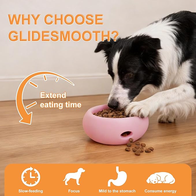 Dog Enrichment Toys, Durable Silicone, Interactive Engagement Slow Feeder Dog Bowls, Pink