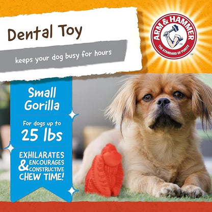 Arm & Hammer for Pets Super Treadz Mini Gorilla Dental Chew Toy for Dogs - Dog Dental Chew Toys - Reduce Plaque & Tartar Buildup Without Brushing - for Dogs up to 25 Lbs (Pack of 3)