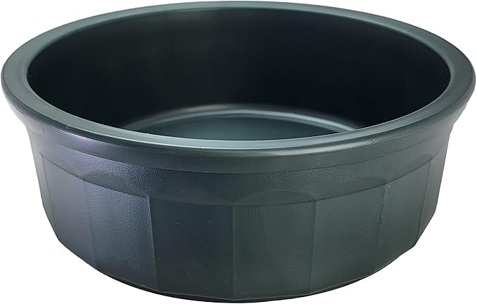 Pet Crock Bowl – Thick Durable Plastic Non-Tip Food & Water Dish for Dogs, Cats & Small Animals – 8 Inch Diameter - Indoor/Outdoor – Chew Resistant, Easy Clean (Green, Large 48oz)