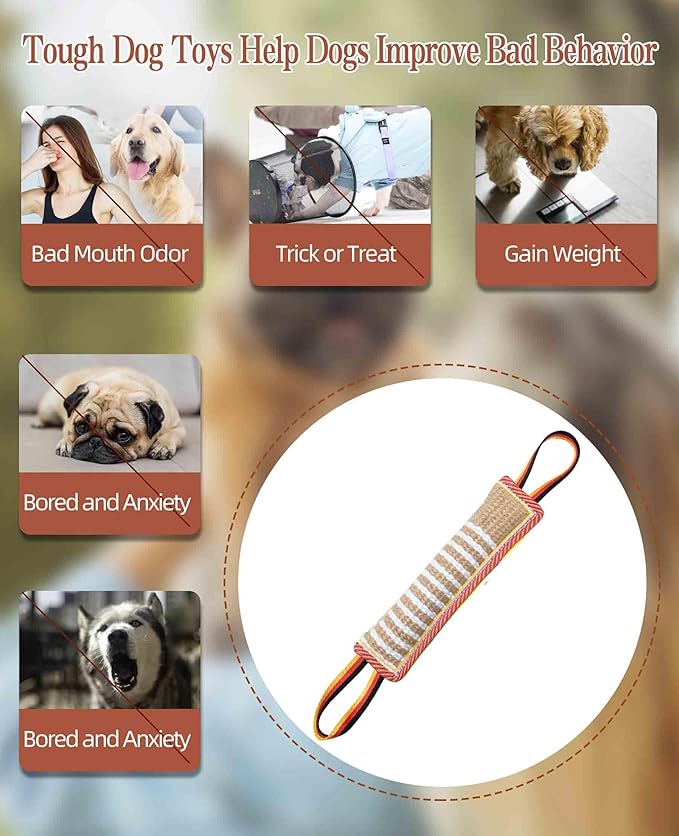 Clysoru Dog Tug Toy Tough Jute Bite Pillow Lasting Training Equipment Puppy to Large Dogs Interactive for Large and Small
