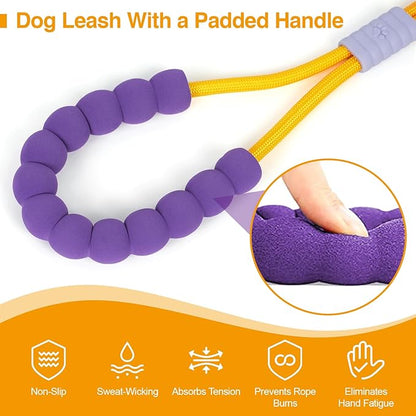 Hands Free Dog Leash Dual Handle, Wearable Leashes for Dog, Padded Waist Belts and Rotating Metal Clip,for Medium Large Dogs (18+ lbs) Walking Training Running (Yellow-Orange, 4.5 FT)