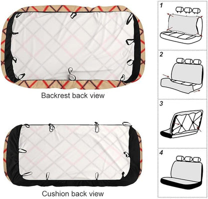 Fashion Universal Stretch Back Seat Protector, Car Accessories Rear Bench Seat Covers For Trucks SUV, Car Interior Decor Seat Cover Compatible with Black Red Beige And White Plaid Tartan Flannel