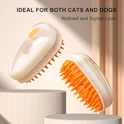 Spritz Defur Comb for Cats | Upgraded Electric Steam Cat Brush | Steam Brush for Cats | Cat Nail Clippers with Safety Design | Pet Bath Brush with Gel Dispenser |3PCS Premium Grooming Supplies, khaki