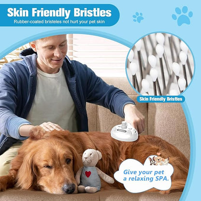 Steam Brush for Cats,4 in 1 Cat Steam Brush Self-Cleaning Slicker Brushes for Dogs,Pet Spary Hair Removal Comb for Grooming Massage,Recharegable Cat Dog Brush Used for Long&Short Haired Dogs White