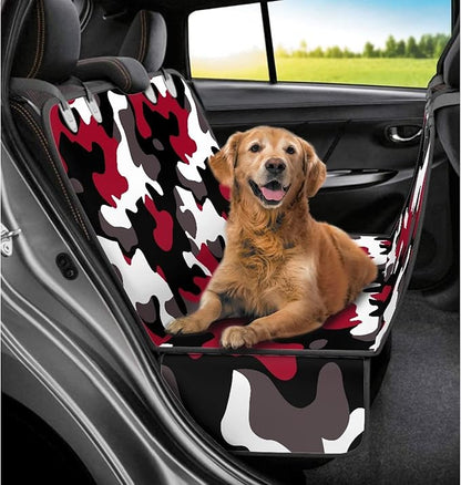 AFPANQZ Dog Car Seat Cover Camouflage Red Waterproof Pet Seat Cover for Back Seat Scratch Proof Nonslip Backing Hammock Heavy Duty Big Dog Seat Cover for Cars Back Seats Trucks and Suvs
