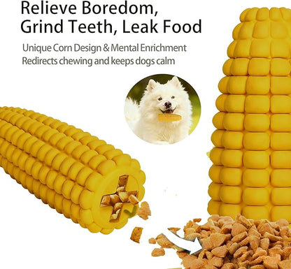 Interactive Treat Dispensing Dog Chew Toy for Puppy - Safe Bamboo Fiber & Non-Toxic Natural Rubber Slow Feeder Corn Stick Toys