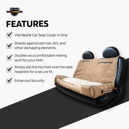 TAN, Large Pet Bed Cushion & Car Seat Cover, 52x20x7 (PET2G100LT)
