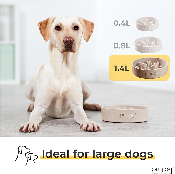 Slow Feeder Dog Bowl - 47 fl oz, 6 Cups Capacity, Dishwasher Safe - Slow Feeder Dog Bowl with Anti-Slip Pads