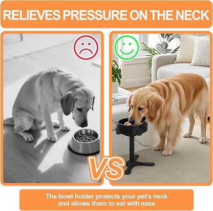 Adjustable Dog Bowl Stand Raised Bowl with 3 Heights Tilted Feeding Stand Elevated Stand for Dog Bowls Adjusts to 5.5",9.45",13.2" Non-Slip for Small Medium Large Dogs