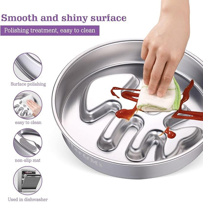 Stainless Steel Slow Feeder Dog Bowls – Non-Slip Metal Dog Bowl for Large & Medium Breeds, Puppy Puzzle Feeder – 2 Cup Capacity for Small to Big Pets – Durable Slow Feed (Fishbone)