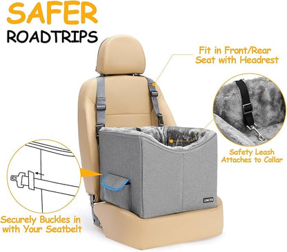 Dog Car Seat for Small Dogs, Elevated Dog Booster Seat Pet Travel Carrier Bed for Car with Adjustable Straps Pet Car Booster Seat for Small Dogs Cats