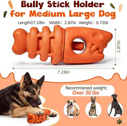 Bully Stick Holder for Aggressive Chewers,Bully Sticks Holder to Prevent Choking,Dog Toys to Keep Them Busy,Dog Chew Holder Fit 0.2-0.79IN Bully Sticks,Gift for Medium/Large Dogs