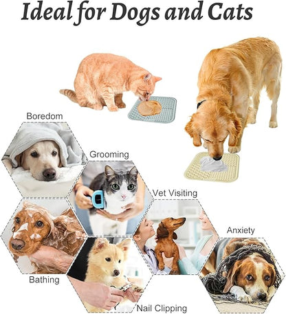 MateeyLife Lick Mat for Dogs with Suction Cups, 2PCS Slow Feeder Bowls, Small Cat Lick Mat for Anxiety Relief, Dog Toys to Keep Them Busy, Enrichment Toys for Bathing, Cat Licking Pad for Boredom