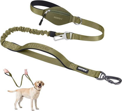 MIDOG Dog Leash with Zipper Pouch,Multifunctional Bungee Leash for Medium to Large Sized Dog Walking