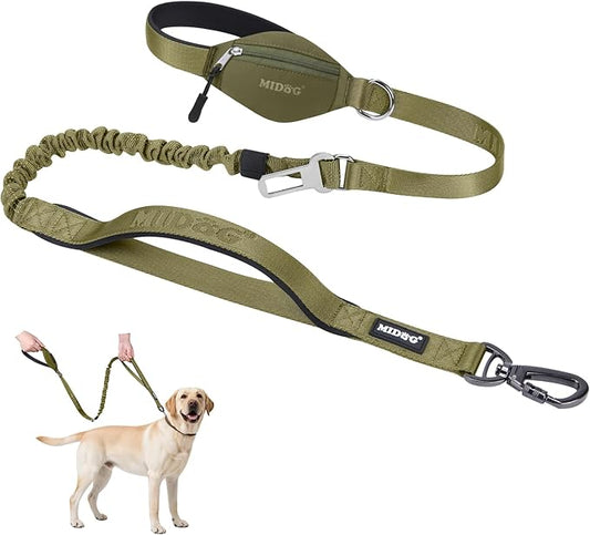 MIDOG Dog Leash with Zipper Pouch,Multifunctional Bungee Leash for Medium to Large Sized Dog Walking