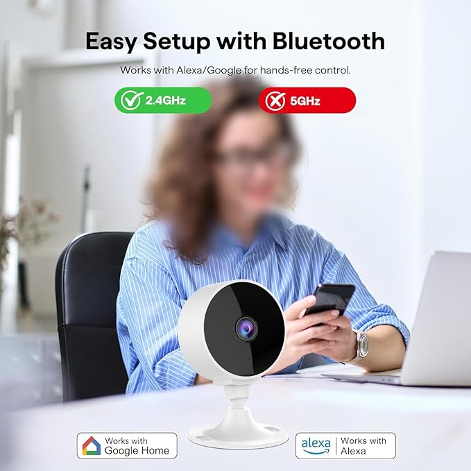 2K Wireless Cameras for Home Security Camera, Pet Camera Indoor with Phone App, Night Vision, Motion Alert, 24/7 SD&Cloud Record, Two-Way Audio, Security Camera Indoor Works with Alexa&Google