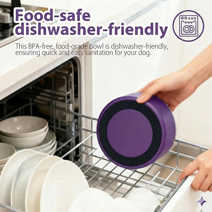 Dog Bowl, Stainless Steel Dog Bowls for Food and Water, Metal Pet Feeding Bowl with Insulated Non-Slip Quiet Bottom, Easy to Clean, Dishwasher Safe, 32oz,4 Cup | Purple