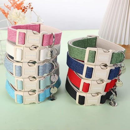 DOGWONG Cotton Pink Dog Collar Adjustable Soft Natural Fabric Pet Cute Wedding Puppy Necklace for Medium Large Dogs