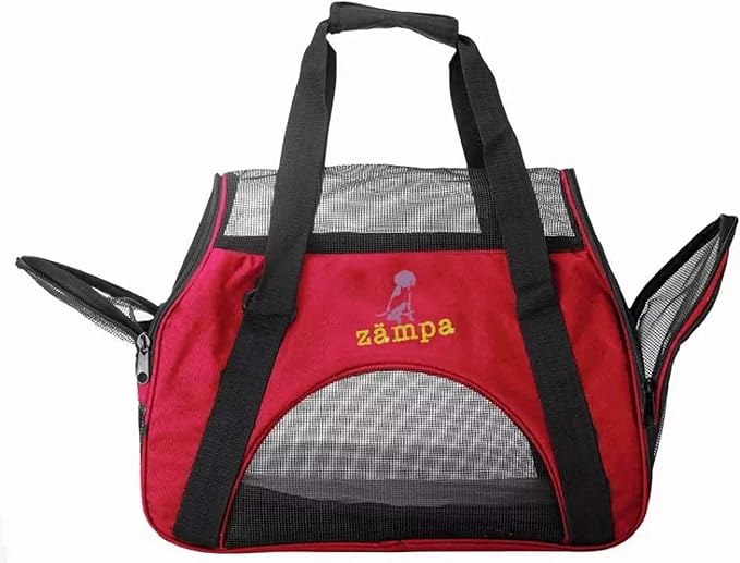 Airline Approved Soft Sided Pet Carrier by Zampa, Low Profile Travel Tote, Removable pad, Premium Zippers & Under Seat Compatibility, for Cats and Small Dogs (Medium) (Pink)