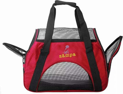 Airline Approved Soft Sided Pet Carrier by Zampa, Low Profile Travel Tote, Removable pad, Premium Zippers & Under Seat Compatibility, for Cats and Small Dogs (Medium) (Pink)