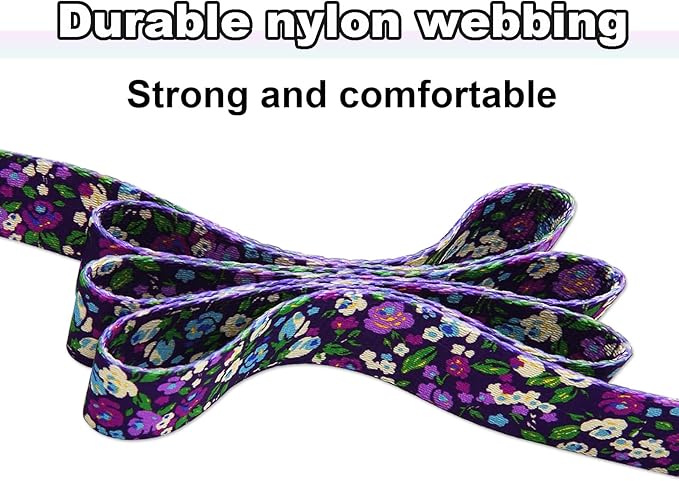 Dog Leash for Small Dogs, 5ft Dog Lead with Padded Handle, Soft Nylon Dog Leash for Walking, Purple Floral