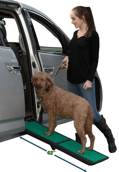Pet Gear SupertraX Ramps for Dogs and Cats, Maximum Traction Surface, Portable/Easy-Fold (No Tools Required), Built in Handle for Travel, 5 Models, 42" L X 16" W, Supports 150 lbs, Emerald