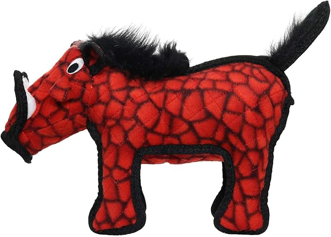TUFFY - World's Tuffest Soft Dog Toy - Desert - Multiple Layers. Made Durable, Strong & Tough. Interactive Play (Tug, Toss & Fetch). Machine Washable & Floats (Red Warthog, Large 2 Pack)