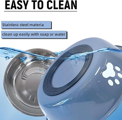 kathson 2 Pack Stainless Steel Dog Bowls,6" Spill Proof Metal Dog Food Bowls,Nonslip Rubber Bottom Pet Food and Water Bowl Set,Puppy Dishes Feeder for Medium Small Dogs,Grey
