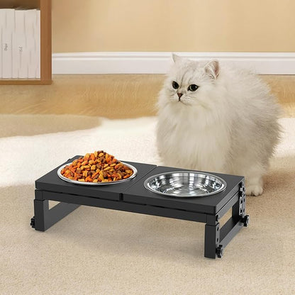 Dog Bowls Elevated Small, 3 Height(4.2" to 6") & Angle (0-20°) Adjustable Raised Dog Bowl Stand, Elevated Dogs Bowl Stand Pet, Sturdy Metal Dogs Feeding Station with 2X 20oz (2.5cup) Dishes