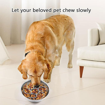 Slow Feeder Dog Bowl Insert with Strong Suction Cup Nonslip Silicone Pet Food Dispenser for Eating and Digestion