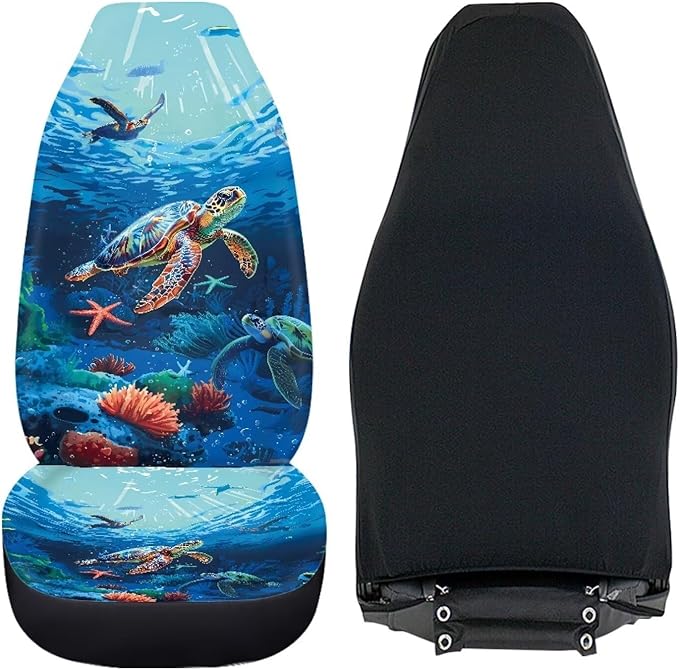 Sea Turtle Printed Car Seat Covers Washable Seat Protector for Women Men Bottom Seat Cushion Covers, Anti-Slip Seat Protector for SUV Truck Vans Sedans