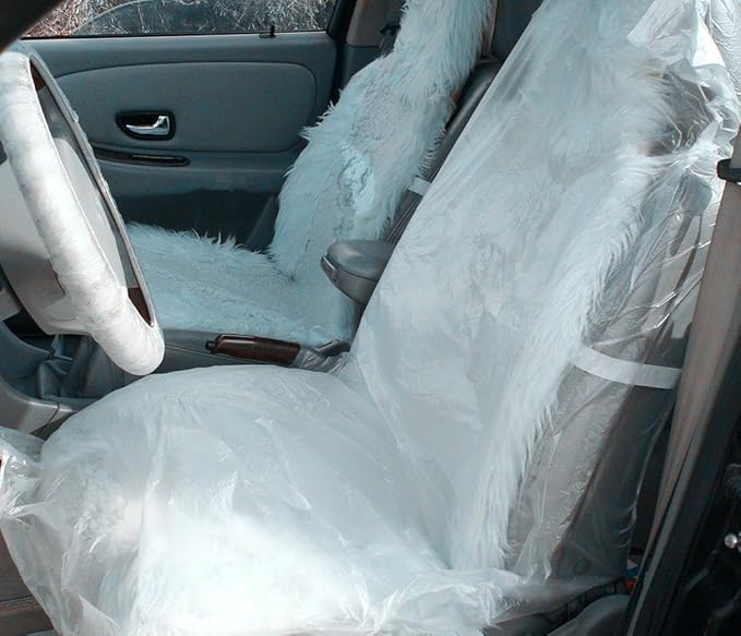 Moyishi Car Disposable Plastic Seat Covers Vehicle Protector Mechanic Valet Pet Seat Covers (50PCS)