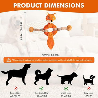 Fox Rope Dog Toys for Aggressive Chewers, Indestructible Plush Toys to Keep Them Busy, Interactive Dog Toys for Small Medium Large Breed