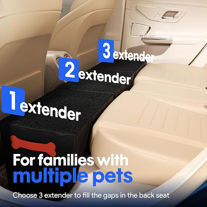 Front and Back Seat Extender for Dogs, Hard Bottom Dog Ramp Stairs for Car, Bed, Sofa or Car Accessories, Black