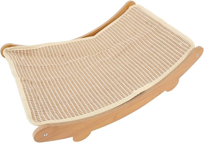 Cat Hammock Chair, Scratch Wooden Cat Lounger with Sisal Scratcher, Cat Rest Bed for Home Furniture Protector, Comfortable Cat Scratching Board Lounge (L)