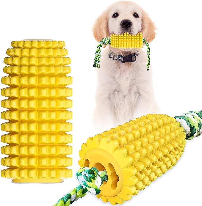 Interactive Dog Chew Toys for Aggressive Chewers - Durable Corn Rubber Toy for Medium & Large Breeds, Relieves Boredom and Anxiety(1 Pack Corn chew)