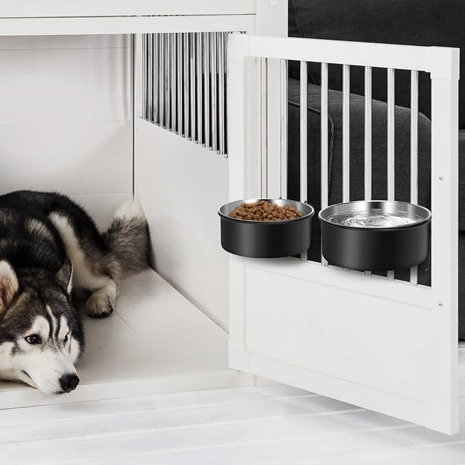 Dog Crate Water Bowl Hanging,2 Pack Stainless Steel Water Food Bowl No Spill for Crate Cage,Kennel Bowls Mountable Coop Cup for Dogs Cats Puppy