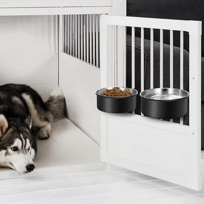 Dog Crate Water Bowl Hanging,2 Pack Stainless Steel Water Food Bowl No Spill for Crate Cage,Kennel Bowls Mountable Coop Cup for Dogs Cats Puppy