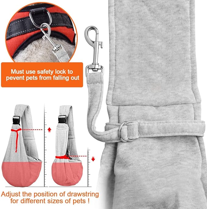 Tomkas Small Dog Sling Carrier - Cat Sling Carrier - Zipper Pocket & Adjustable Strap - for 3-10 lbs Pets(Gray) Puppy