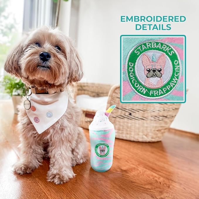 Haute Diggity Dog Starbarks Dogicorn Frapawccino, Plush Designer Dog Toys with Interactive Squeaker, Stimulating Pet Enrichment, Machine-Washable & Safe Materials for All Breeds, One Size