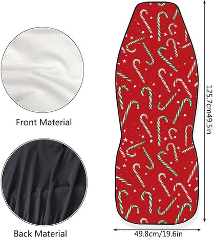 Dreaweet Candy Cane Print Car Seat Covers Front Seats Only 2 Piece Christmas Car Accessories Red Washable Universal Bucket Seat Covers for Cars SUV Sedan Easy to Install