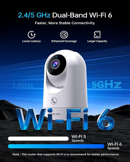 FOSCAM 4K Indoor Camera, Full Space Sense WiFi Camera with 360° Radar Auto-Tracking Baby Monitor & Pet Camera - No-Blind-Spot View, One Touch Call, Human/Motion/Sound Detection, Compatible with Alexa
