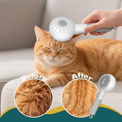 Dog Steam Brush with 2 Cleaning Modes, 3 In 1 Cat Steam Brush with Release Button and Tank, Anti-Static Cat Spray Comb for Effective Hair Removal, Rechargeable Steamy Dog Comb for Furry Pet