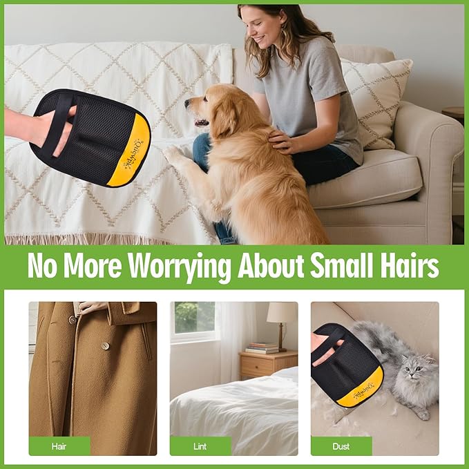 Pet Hair Removal Glove for Dogs & Cats, Reusable Pet Hair Remover Glove for Laundry, Clothing, Couch, Carpet & Car Seat, Lint and Fur Remover Tool