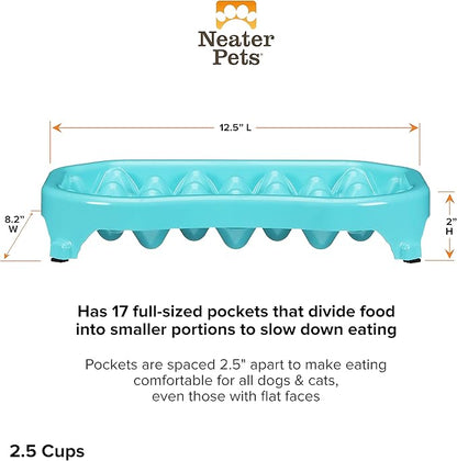 Neater Pet Brands Neater Slow Feeder Dog Bowls, Slows Down Fast Eaters to Help Digestion & Prevent Overeating, Non-Slip Food Bowl, BPA-Free, Holds 2.5 Cup of Food for Small to Medium Breed or Puppy