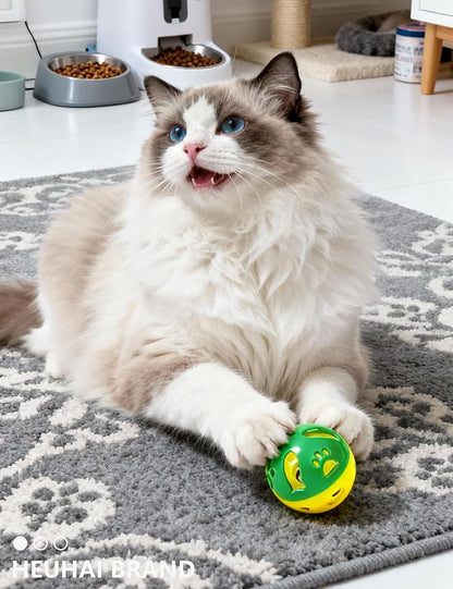 6 Pcs Indoor Cat Toys Balls for Kitten with 4 Bell Balls 2 Plush Balls Soft Durable Interactive Play for Cats (1.5'')