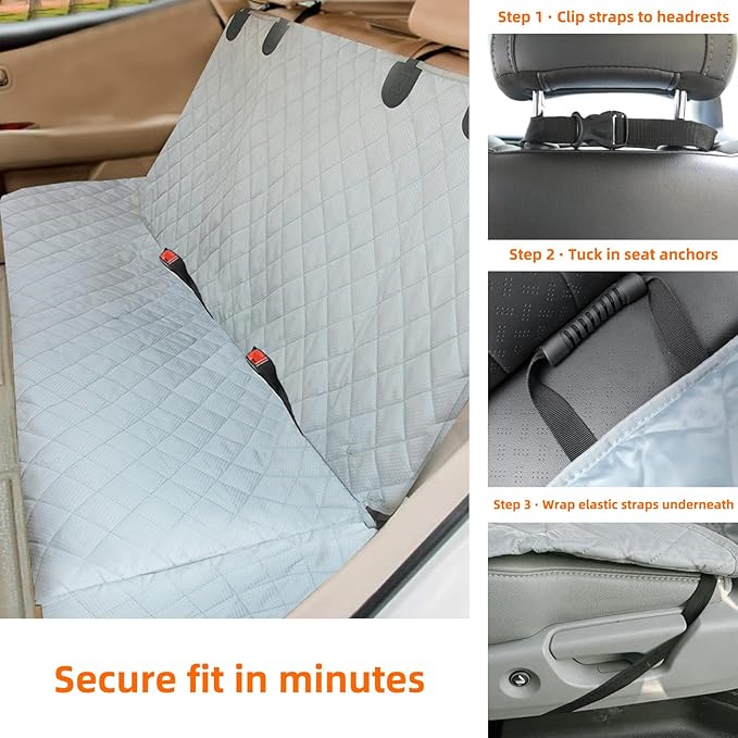 Bark Lover Dog Back Seat Cover Protector, Waterproof Dog Car Seat Covers, Nonslip Backseat Protection for Dogs and Kids, Compatible Pet Car Seat Cover for Cars & Midsize SUVs